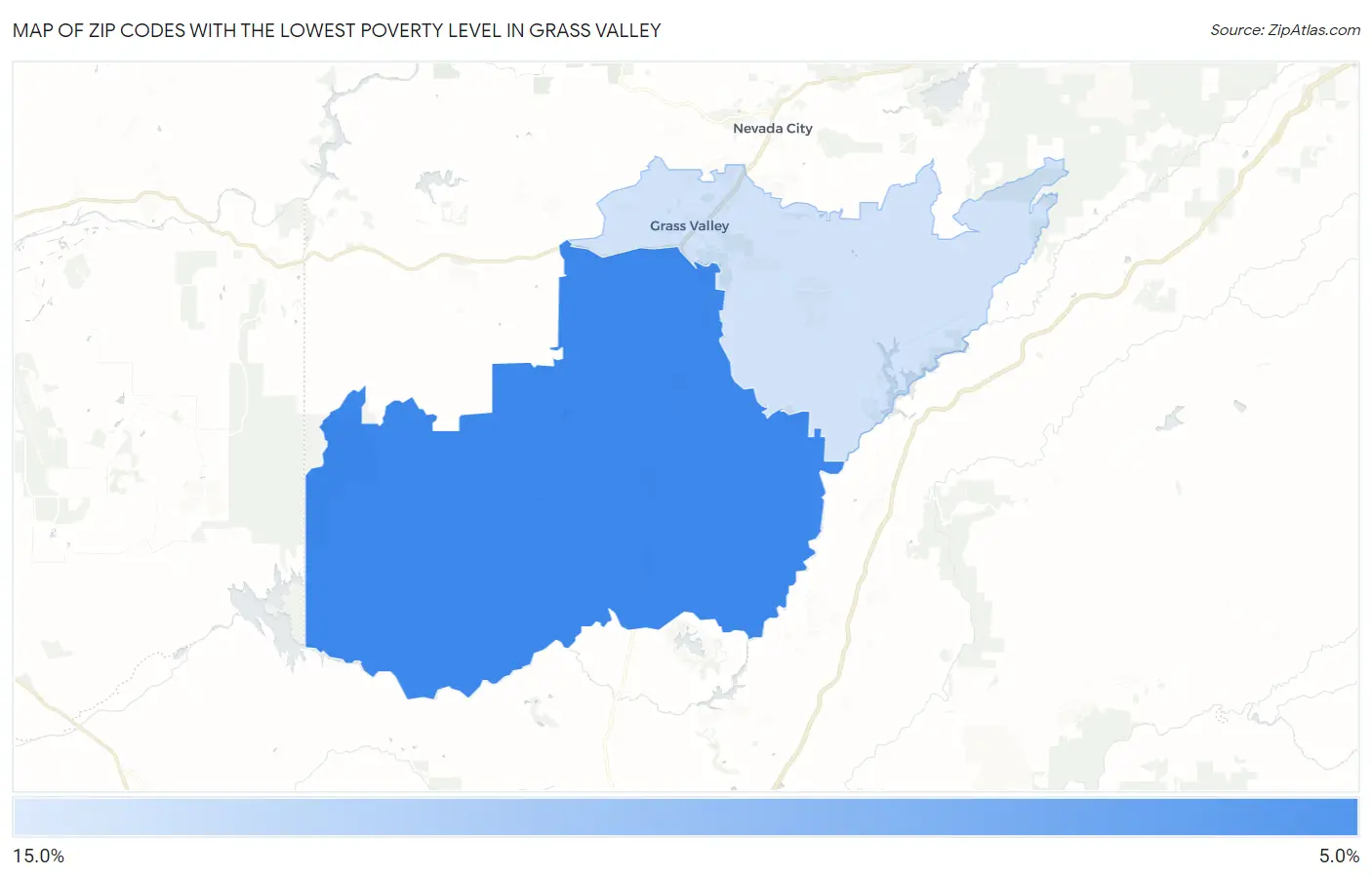 Zip Codes with the Lowest Poverty Level in Grass Valley Map