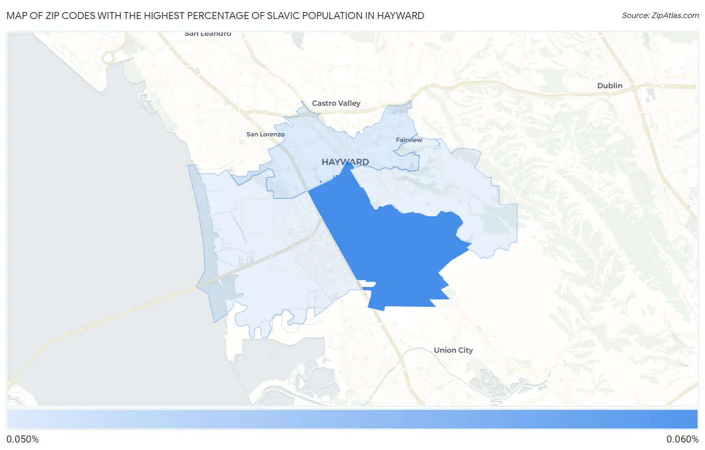 Zip Codes with the Highest Percentage of Slavic Population in Hayward Map