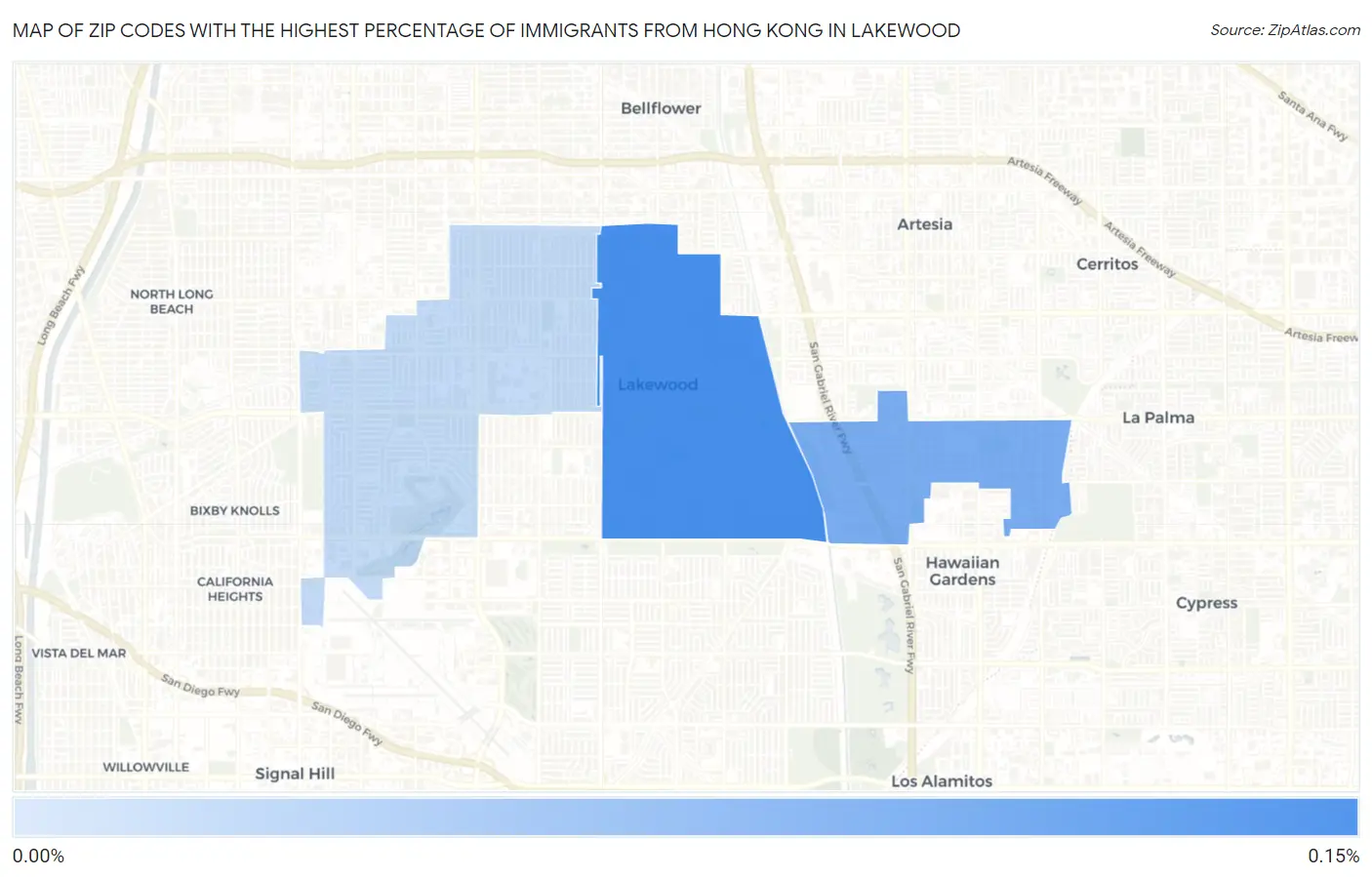 Zip Codes with the Highest Percentage of Immigrants from Hong Kong in Lakewood Map