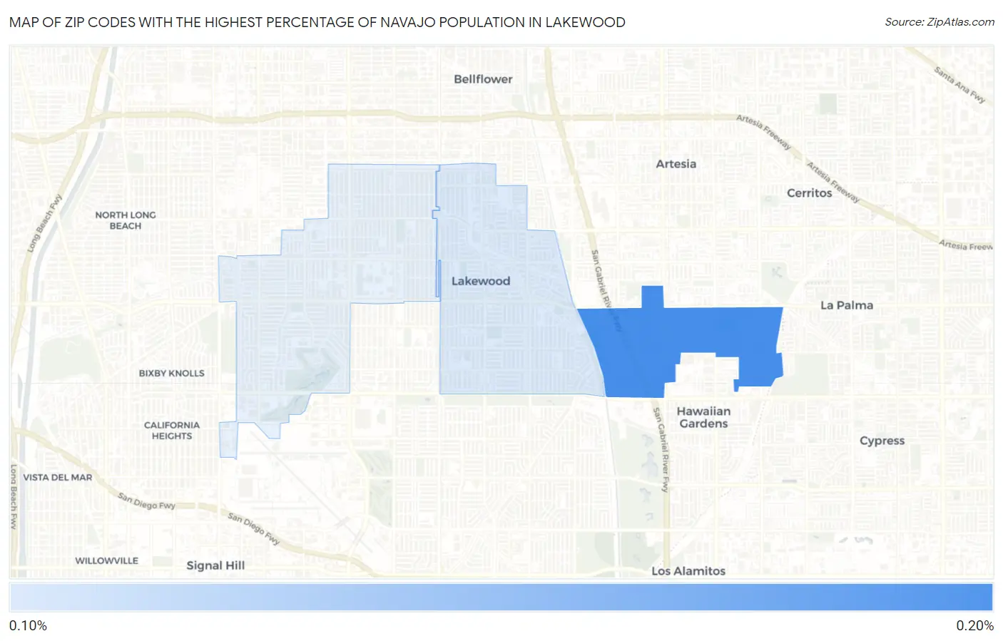 Zip Codes with the Highest Percentage of Navajo Population in Lakewood Map