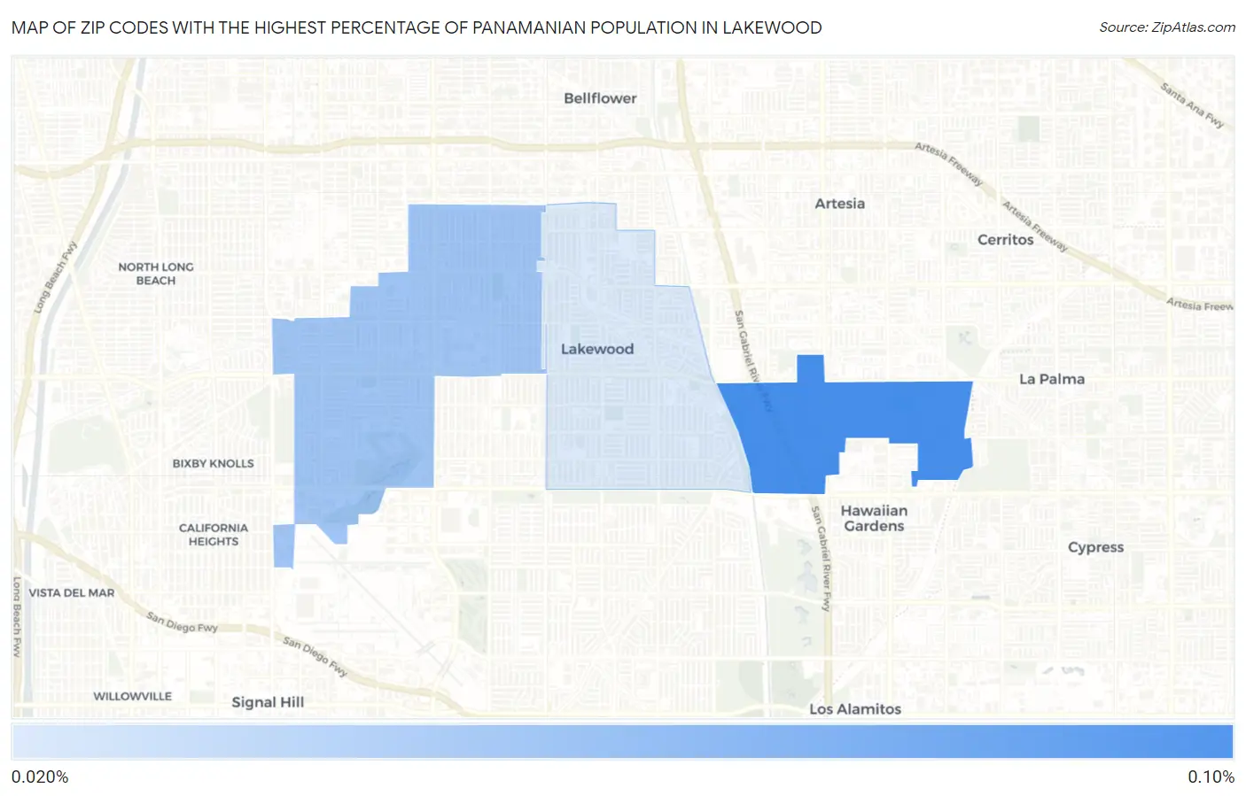 Zip Codes with the Highest Percentage of Panamanian Population in Lakewood Map