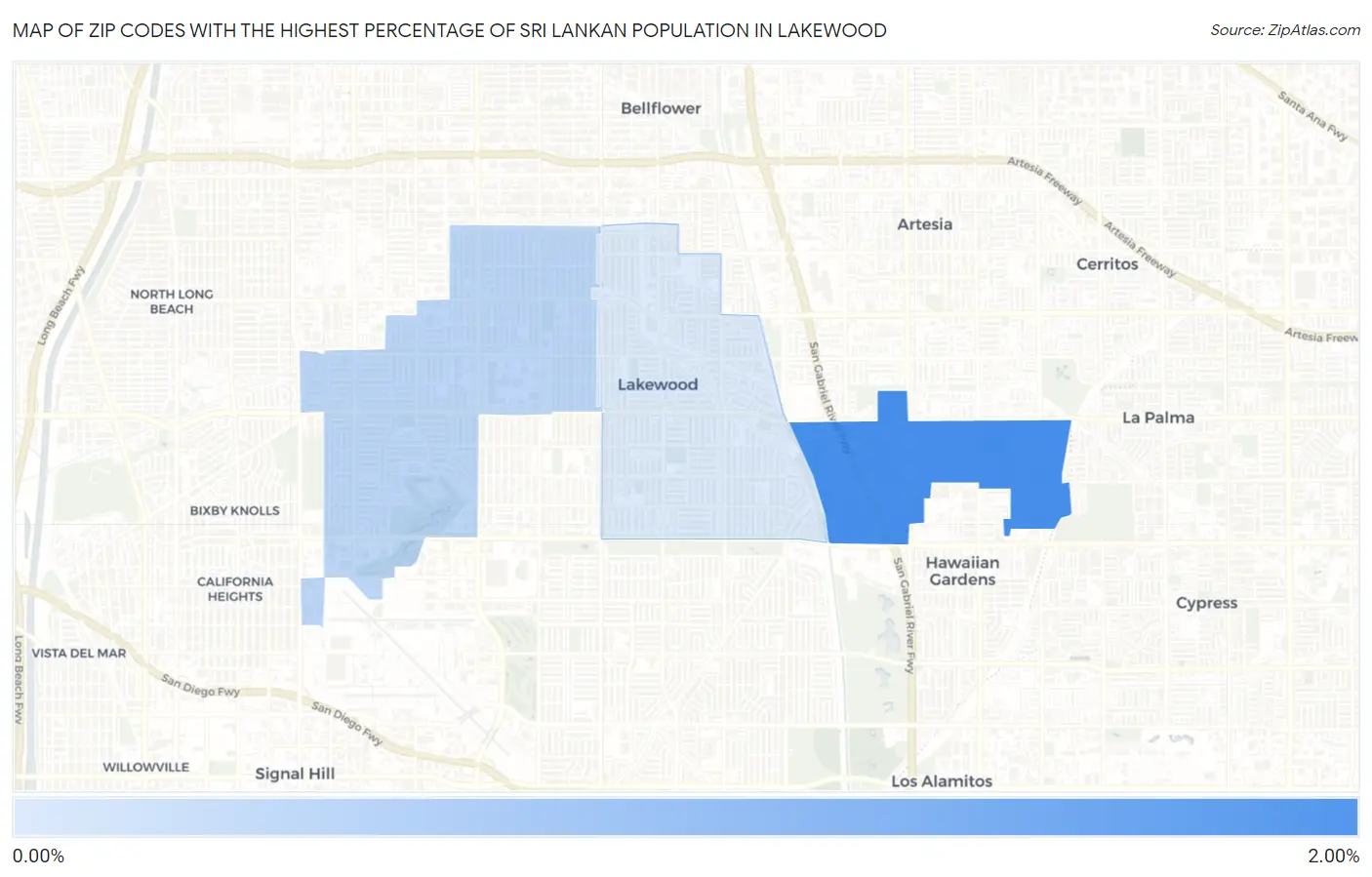 Zip Codes with the Highest Percentage of Sri Lankan Population in Lakewood Map