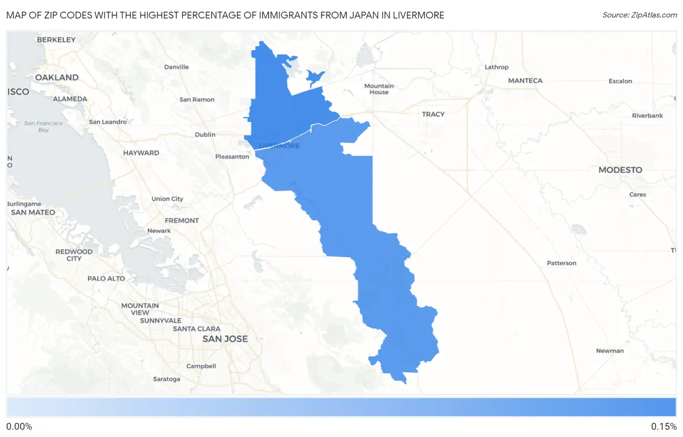 Zip Codes with the Highest Percentage of Immigrants from Japan in Livermore Map