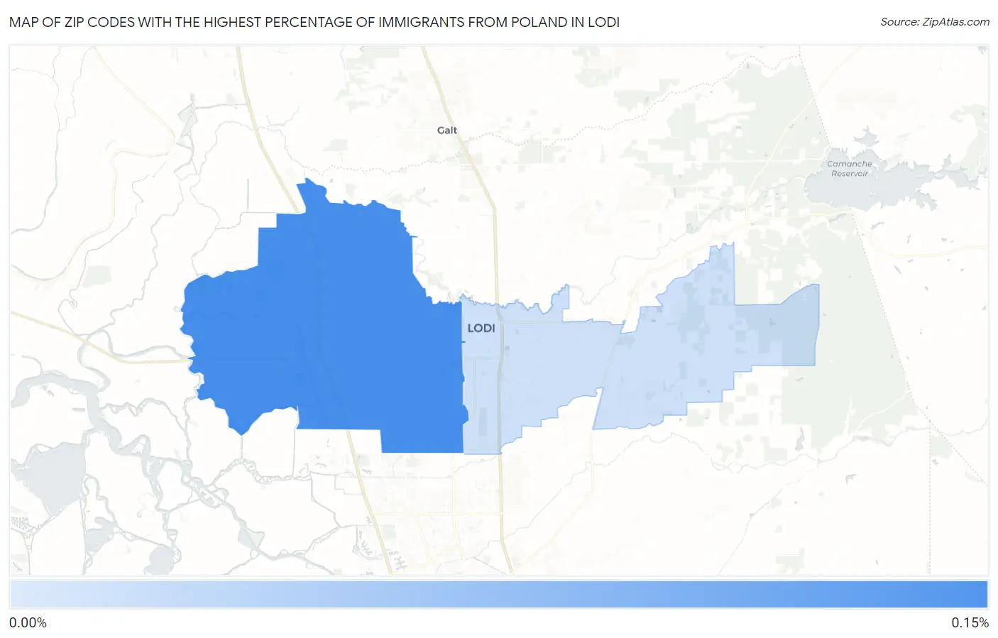 Zip Codes with the Highest Percentage of Immigrants from Poland in Lodi Map