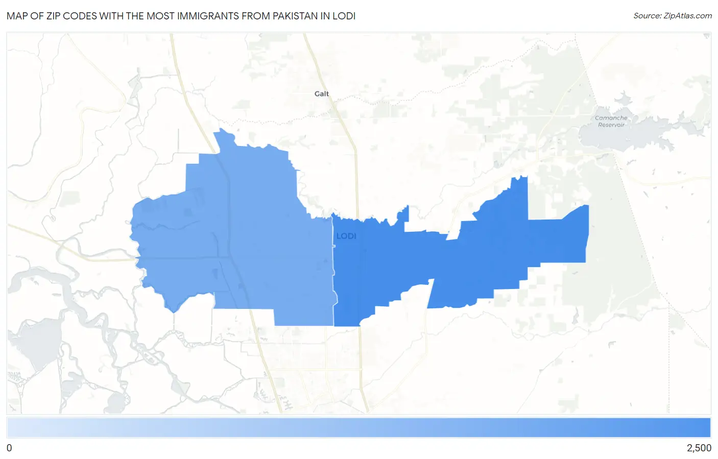 Zip Codes with the Most Immigrants from Pakistan in Lodi Map