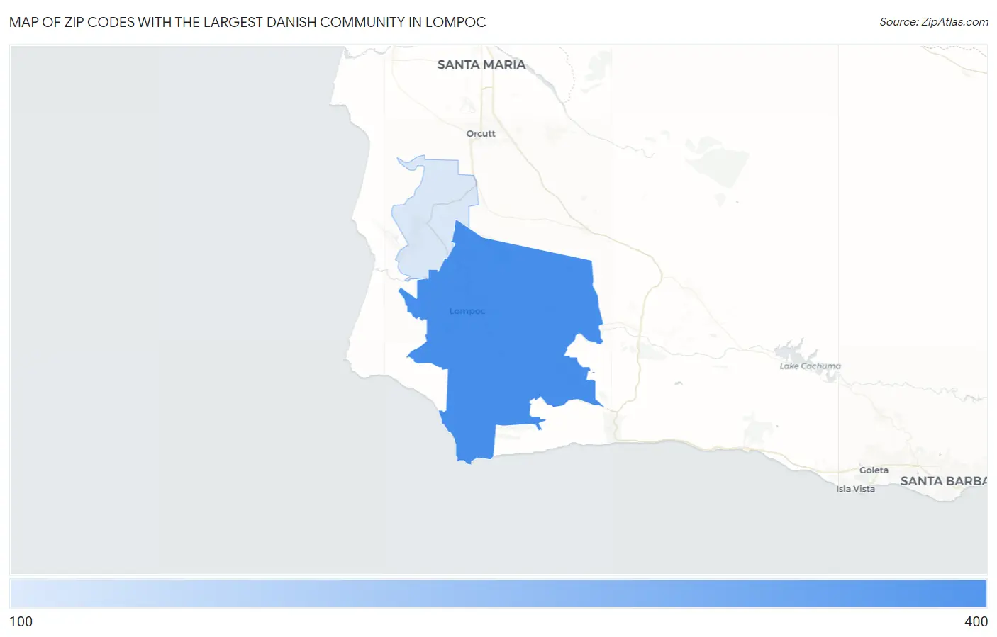 Zip Codes with the Largest Danish Community in Lompoc Map