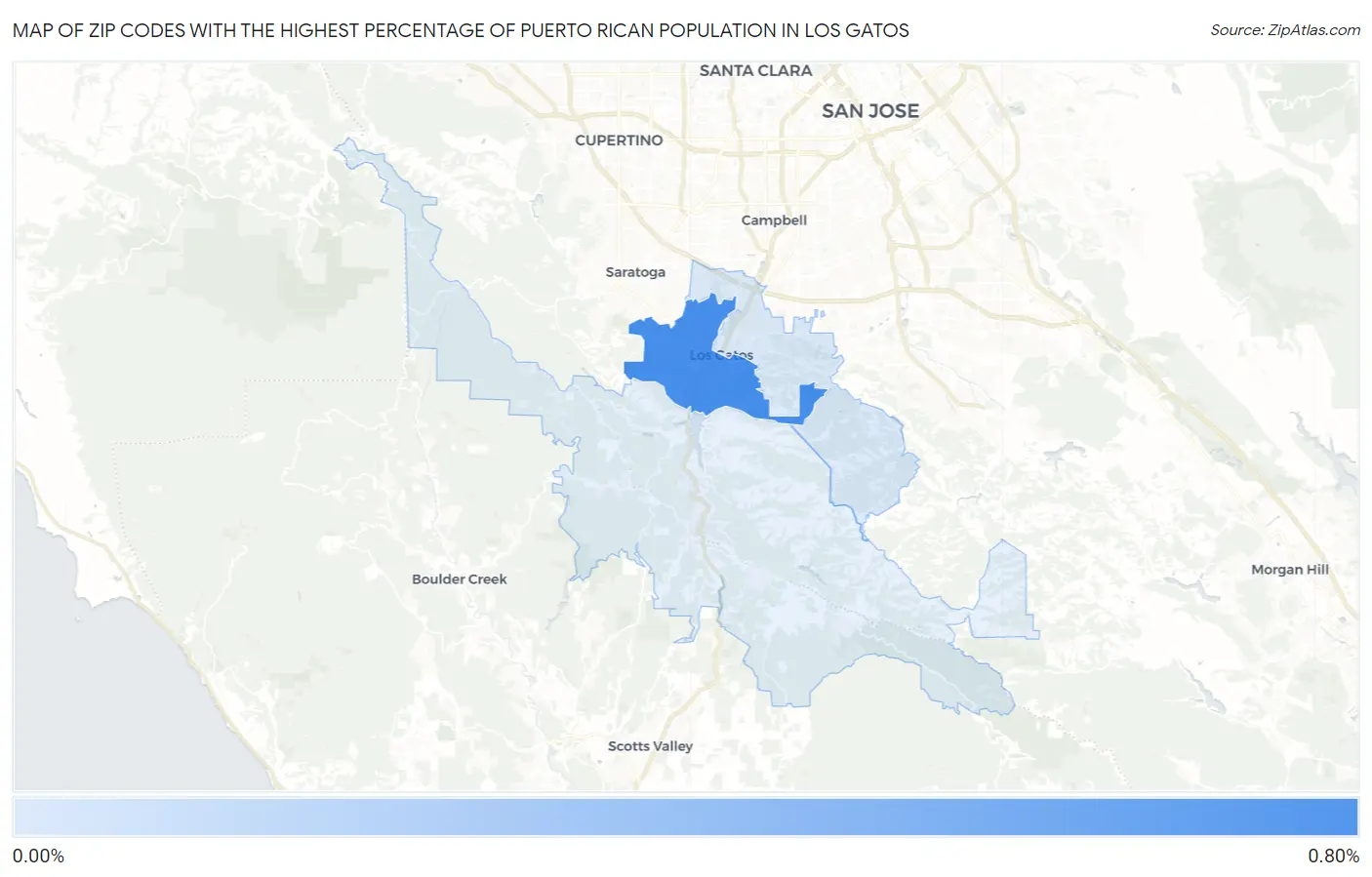 Zip Codes with the Highest Percentage of Puerto Rican Population in Los Gatos Map
