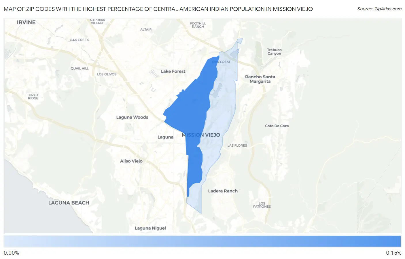 Zip Codes with the Highest Percentage of Central American Indian Population in Mission Viejo Map