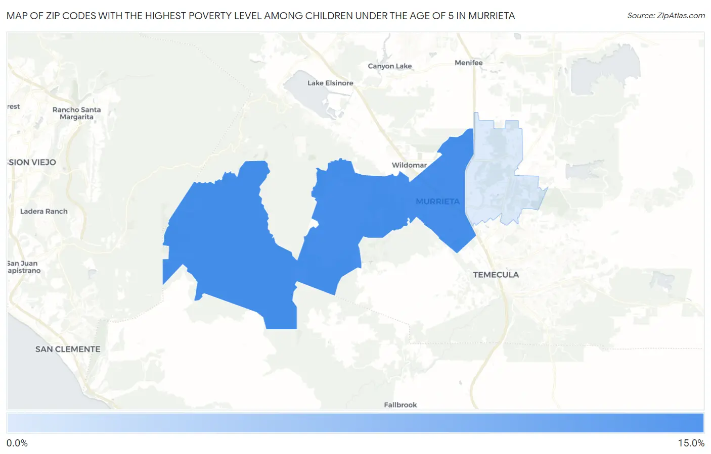 Zip Codes with the Highest Poverty Level Among Children Under the Age of 5 in Murrieta Map