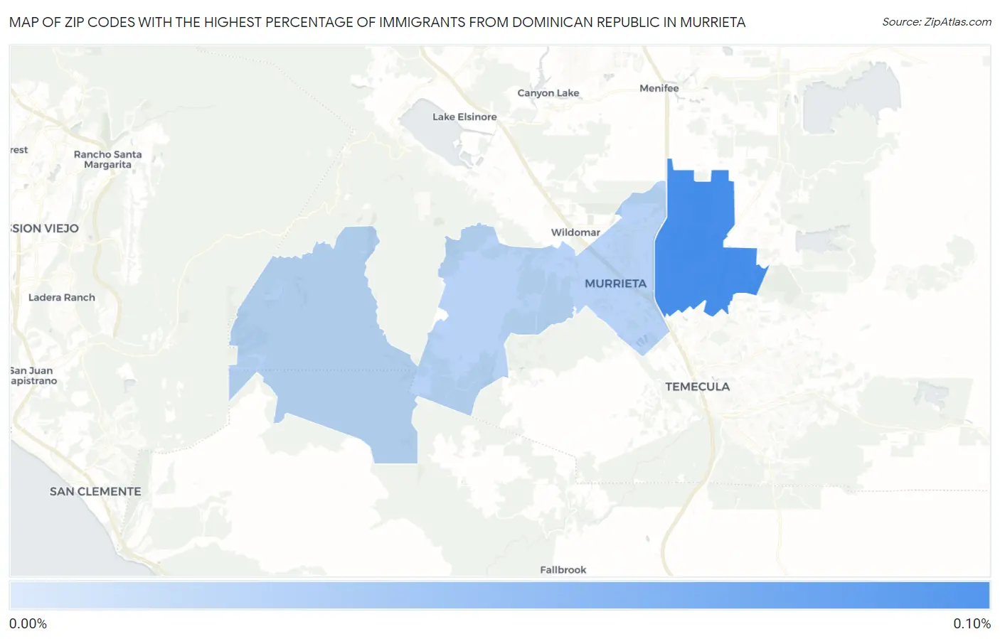 Zip Codes with the Highest Percentage of Immigrants from Dominican Republic in Murrieta Map