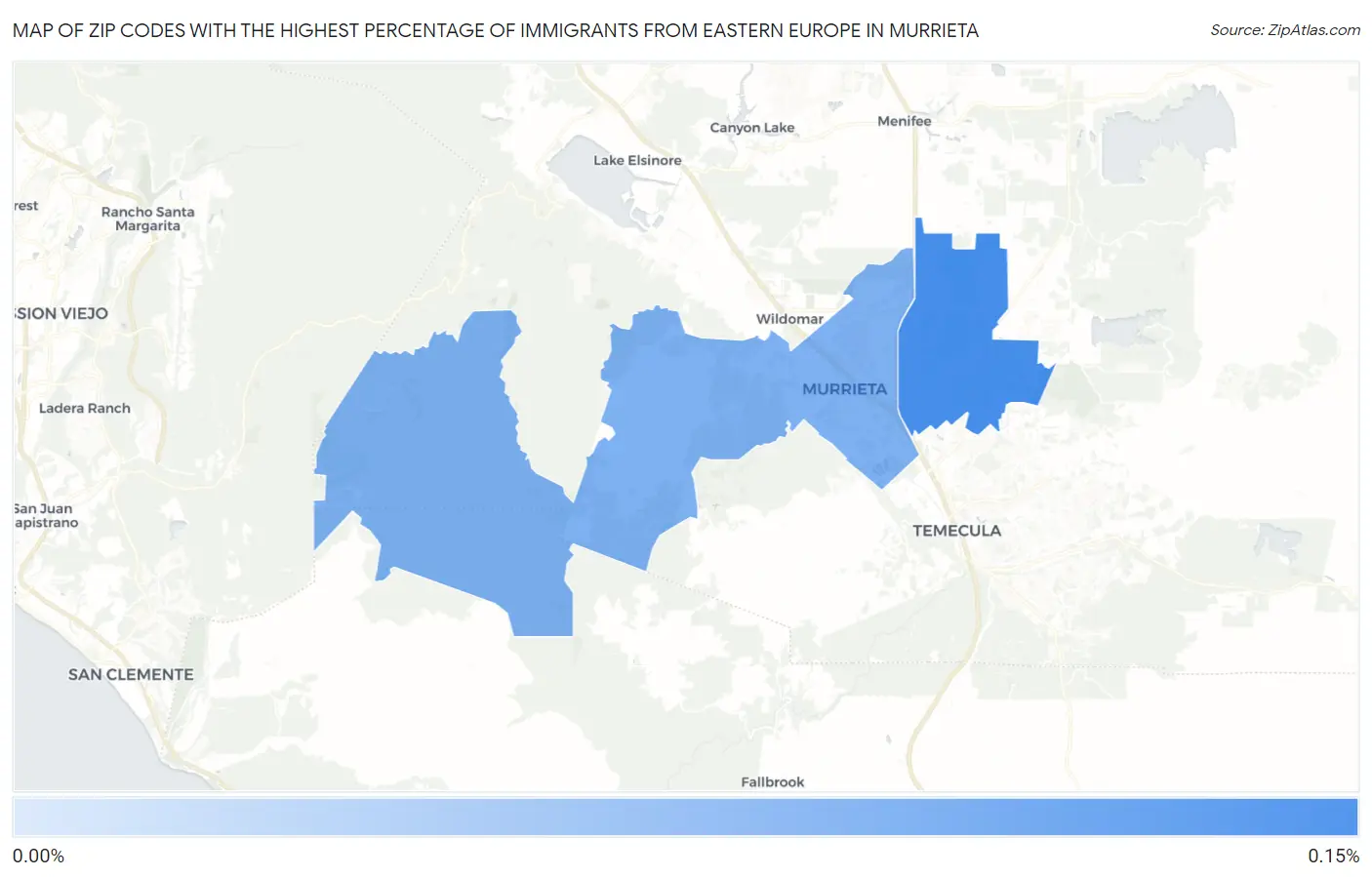 Zip Codes with the Highest Percentage of Immigrants from Eastern Europe in Murrieta Map