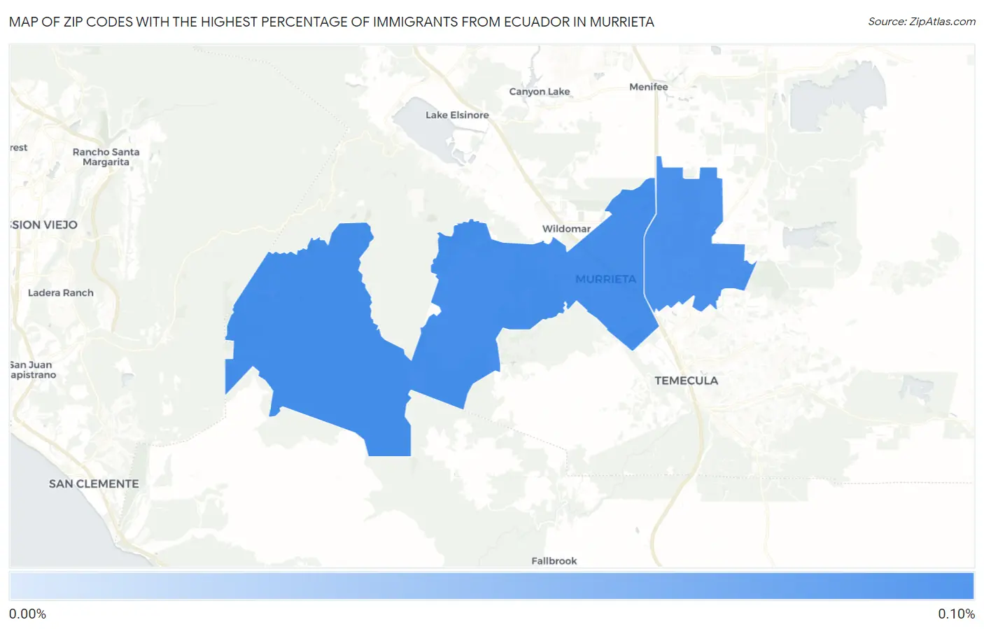 Zip Codes with the Highest Percentage of Immigrants from Ecuador in Murrieta Map