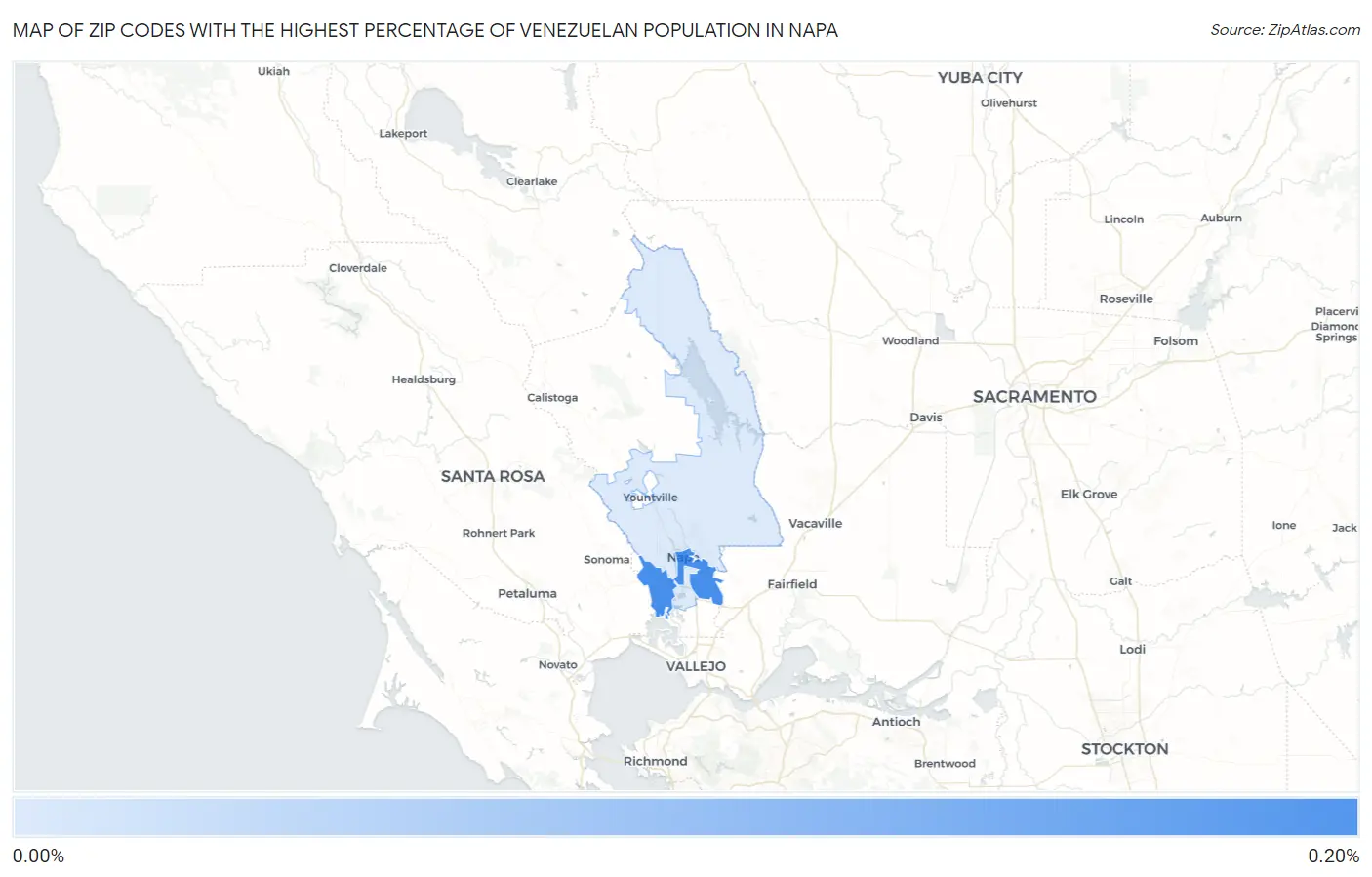 Zip Codes with the Highest Percentage of Venezuelan Population in Napa Map