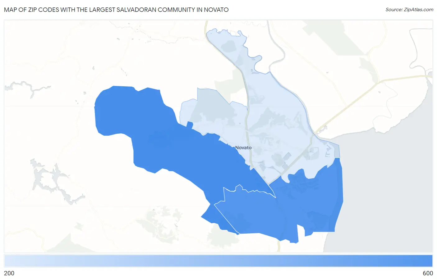 Zip Codes with the Largest Salvadoran Community in Novato Map