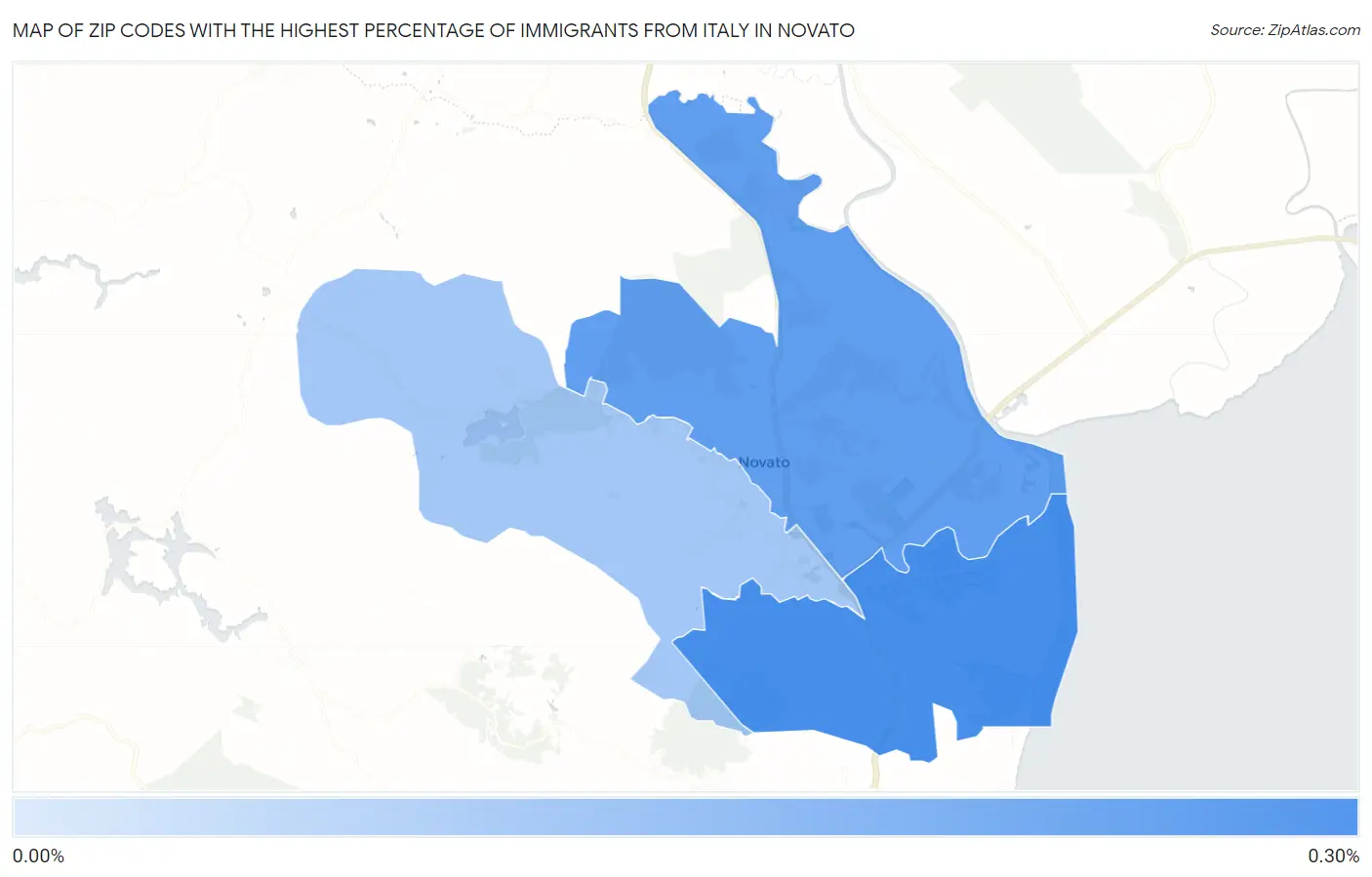 Zip Codes with the Highest Percentage of Immigrants from Italy in Novato Map