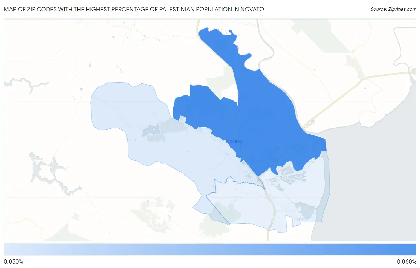 Zip Codes with the Highest Percentage of Palestinian Population in Novato Map