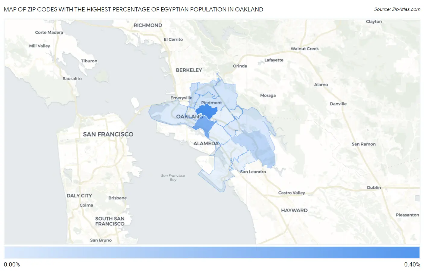 Zip Codes with the Highest Percentage of Egyptian Population in Oakland Map
