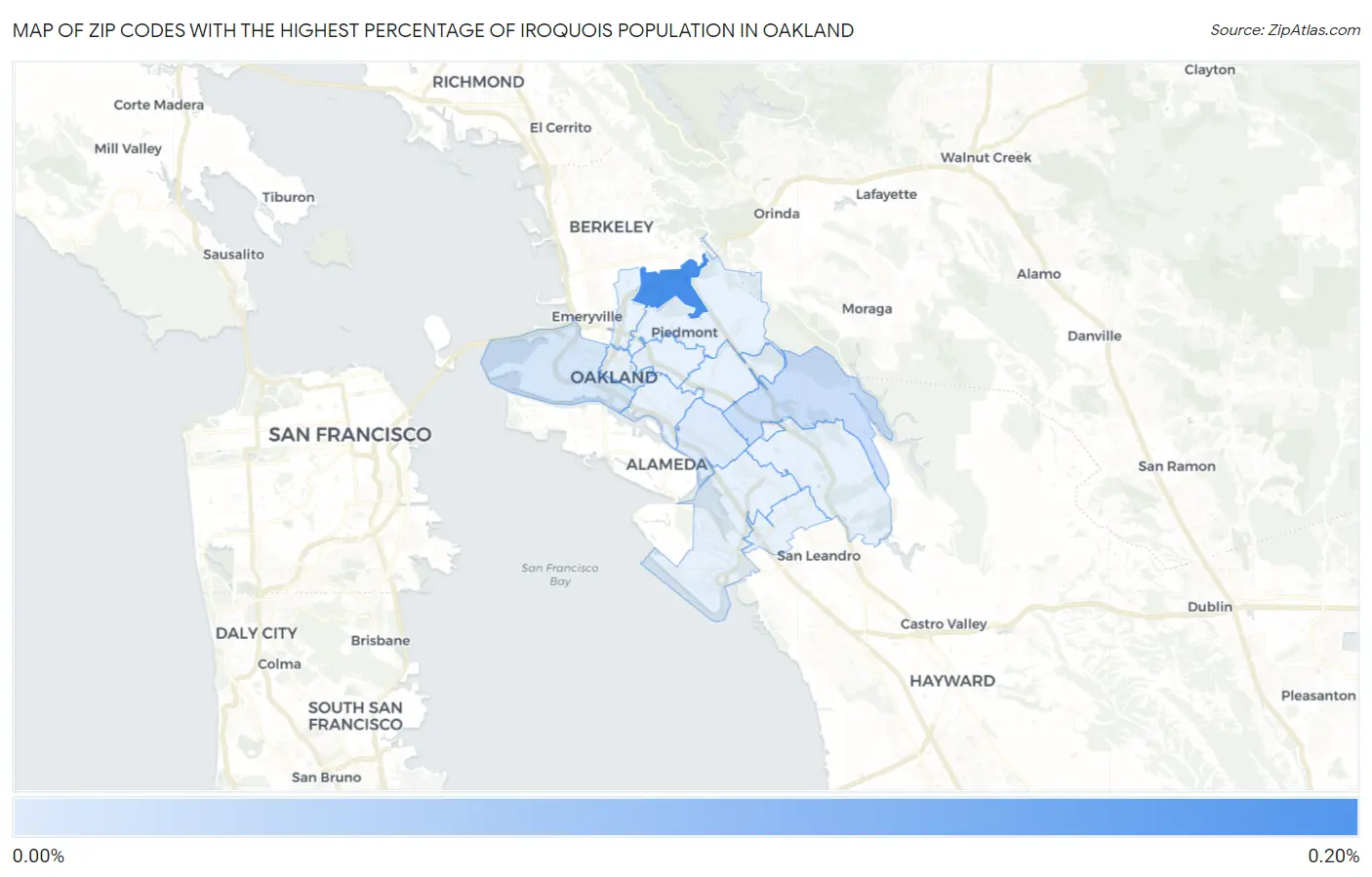 Zip Codes with the Highest Percentage of Iroquois Population in Oakland Map