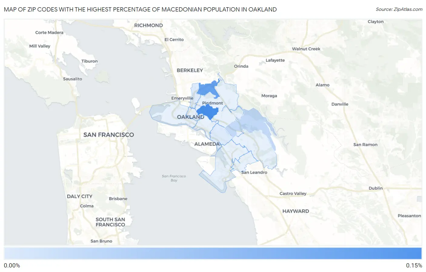 Zip Codes with the Highest Percentage of Macedonian Population in Oakland Map
