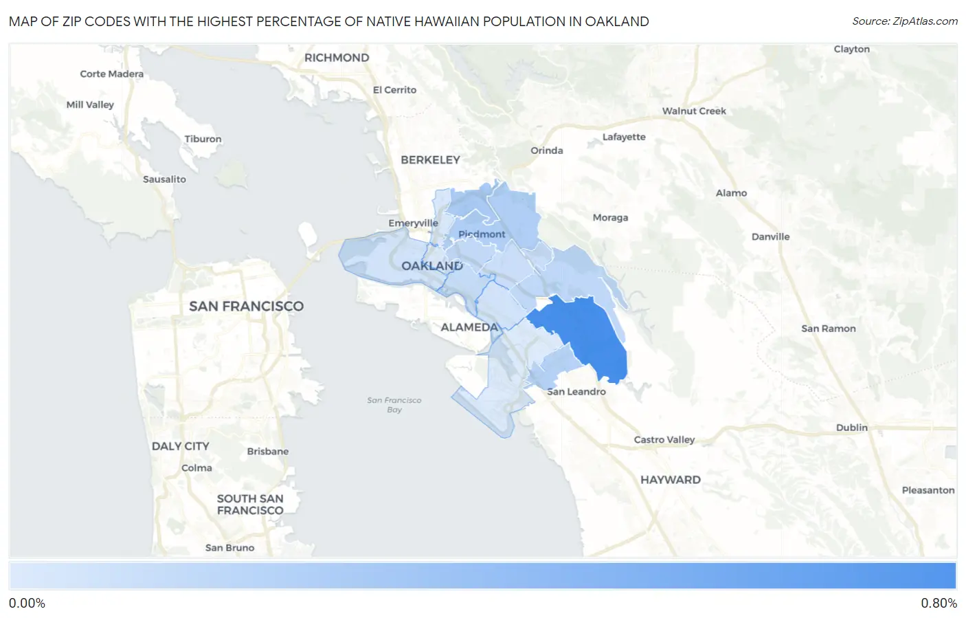 Zip Codes with the Highest Percentage of Native Hawaiian Population in Oakland Map