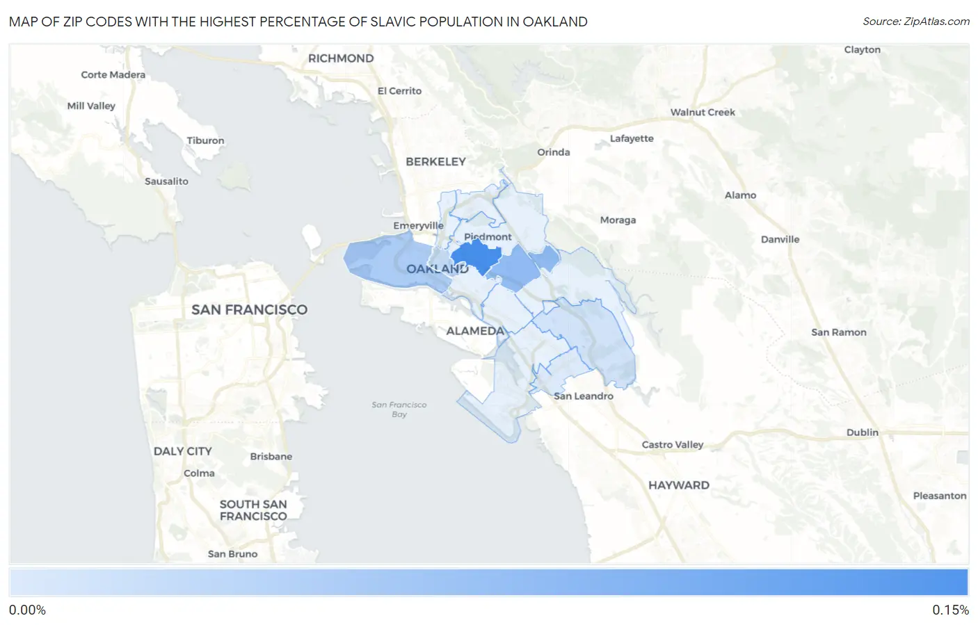Zip Codes with the Highest Percentage of Slavic Population in Oakland Map