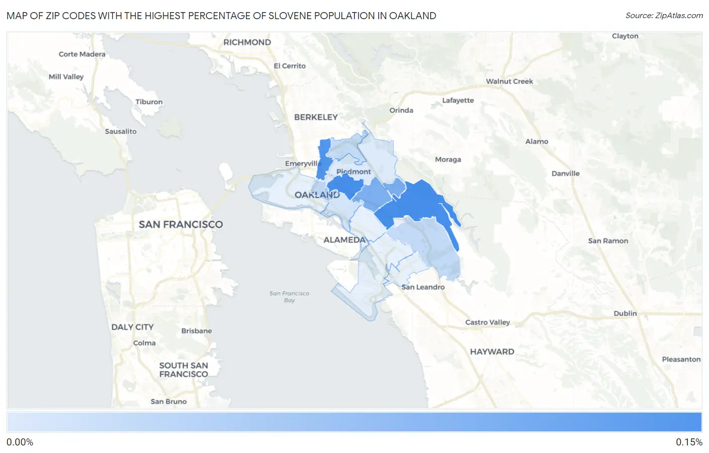 Zip Codes with the Highest Percentage of Slovene Population in Oakland Map