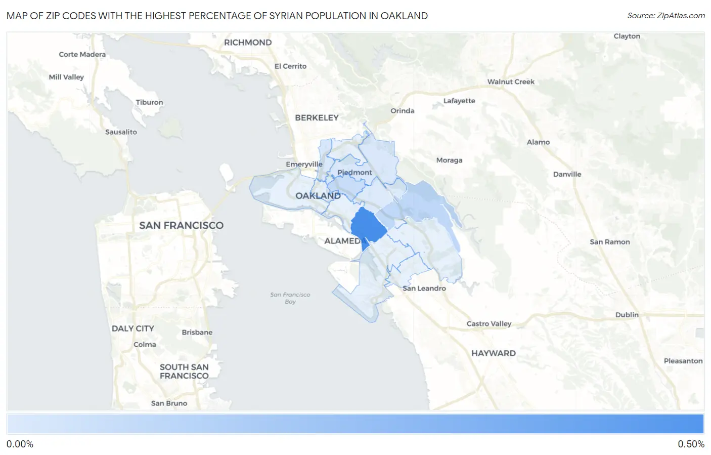 Zip Codes with the Highest Percentage of Syrian Population in Oakland Map
