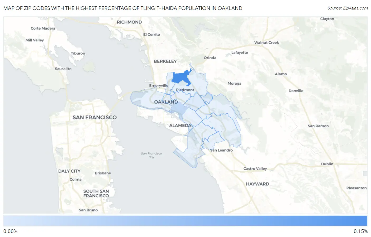 Zip Codes with the Highest Percentage of Tlingit-Haida Population in Oakland Map