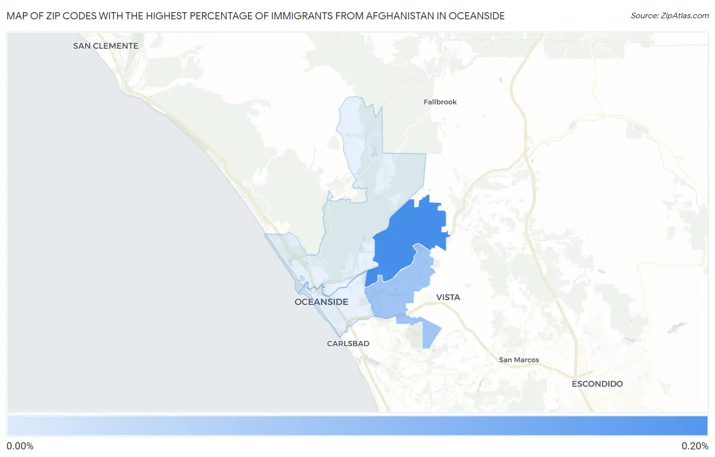 Zip Codes with the Highest Percentage of Immigrants from Afghanistan in Oceanside Map