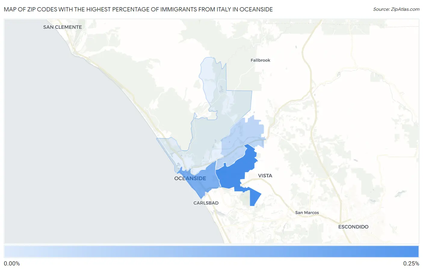 Zip Codes with the Highest Percentage of Immigrants from Italy in Oceanside Map