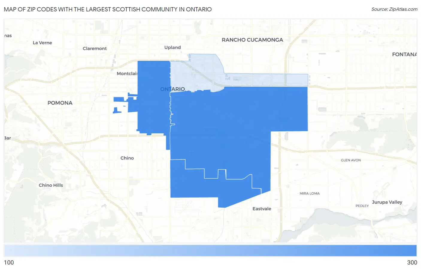 Zip Codes with the Largest Scottish Community in Ontario Map