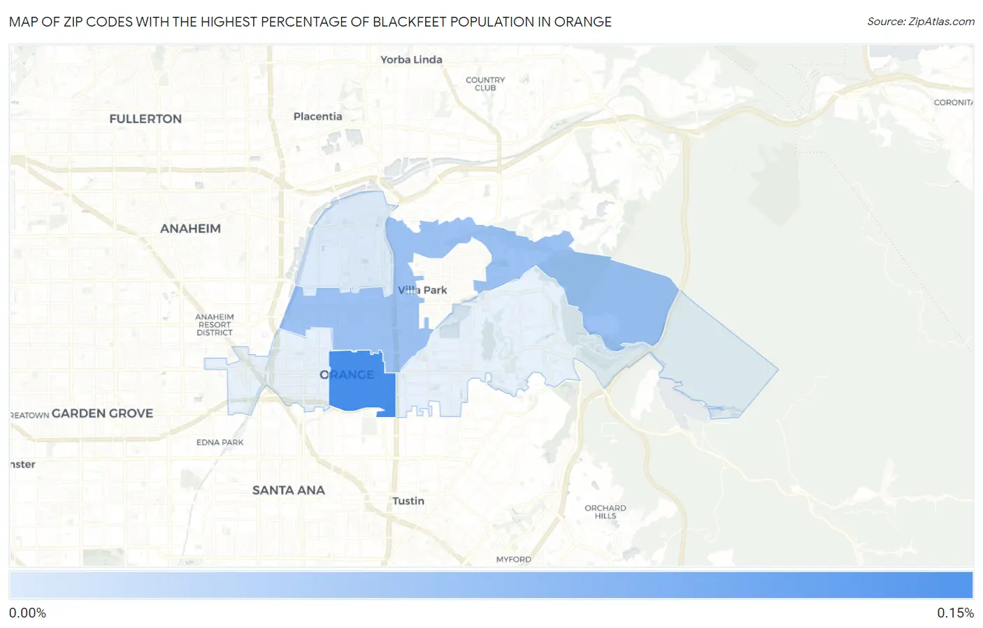 Zip Codes with the Highest Percentage of Blackfeet Population in Orange Map