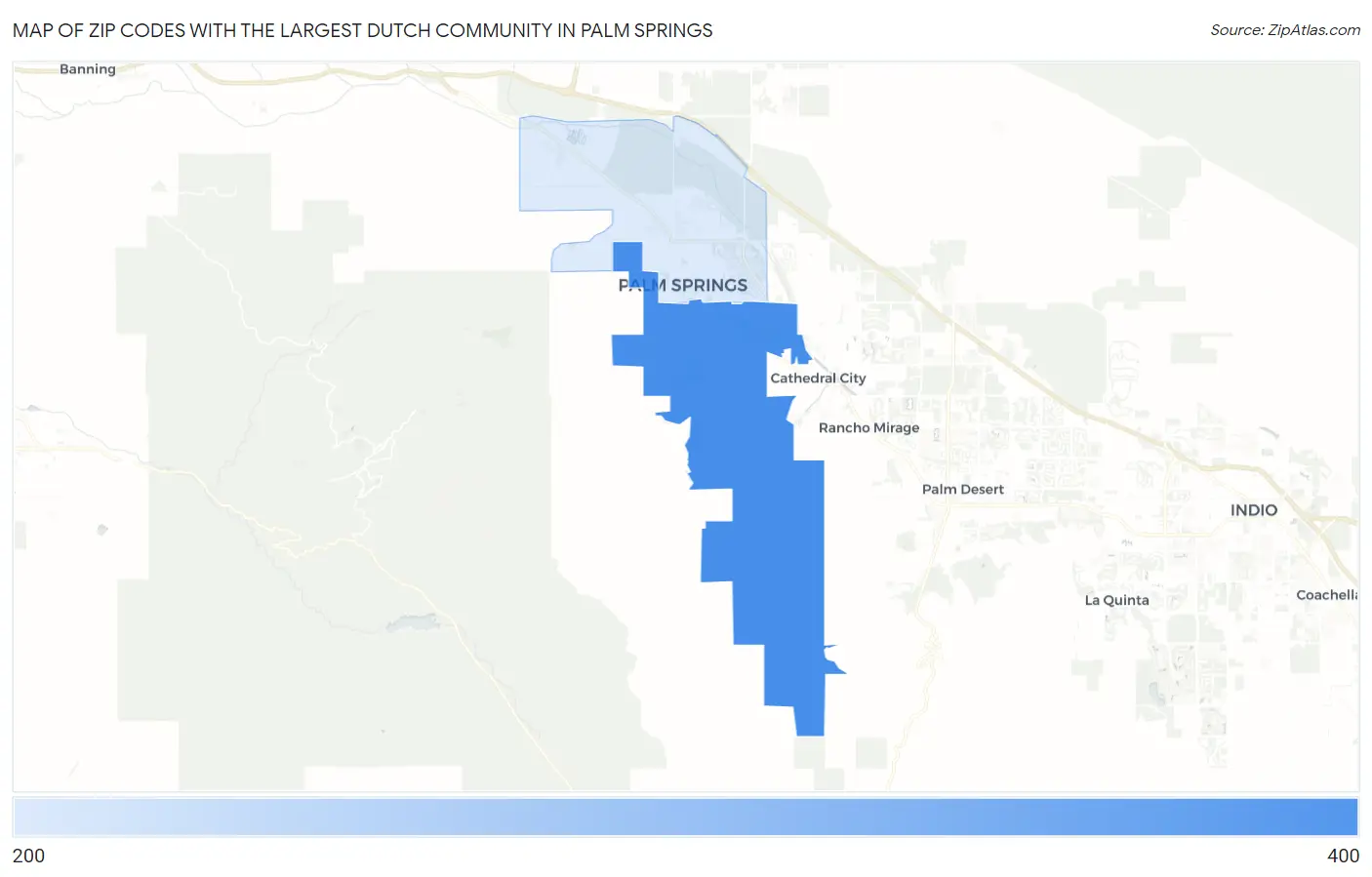 Zip Codes with the Largest Dutch Community in Palm Springs Map