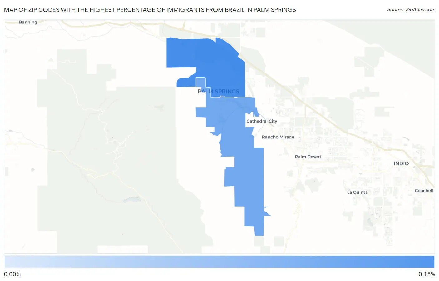 Zip Codes with the Highest Percentage of Immigrants from Brazil in Palm Springs Map