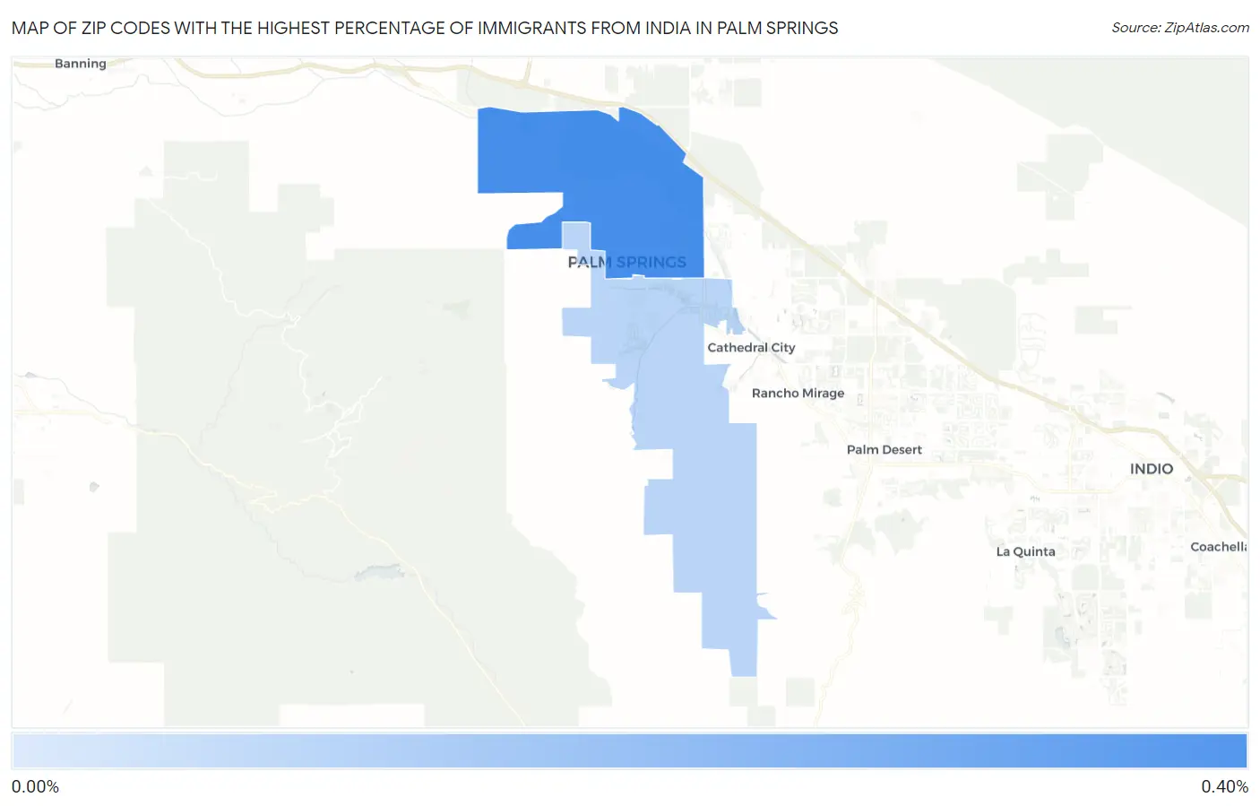 Zip Codes with the Highest Percentage of Immigrants from India in Palm Springs Map