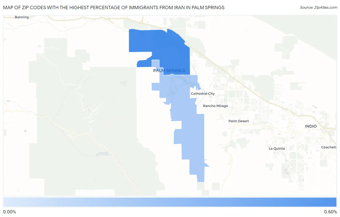 Zip Codes with the Highest Percentage of Immigrants from Iran in Palm Springs Map