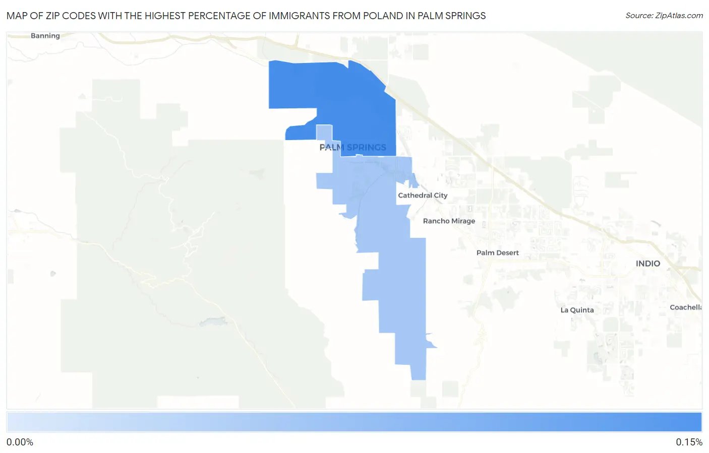 Zip Codes with the Highest Percentage of Immigrants from Poland in Palm Springs Map
