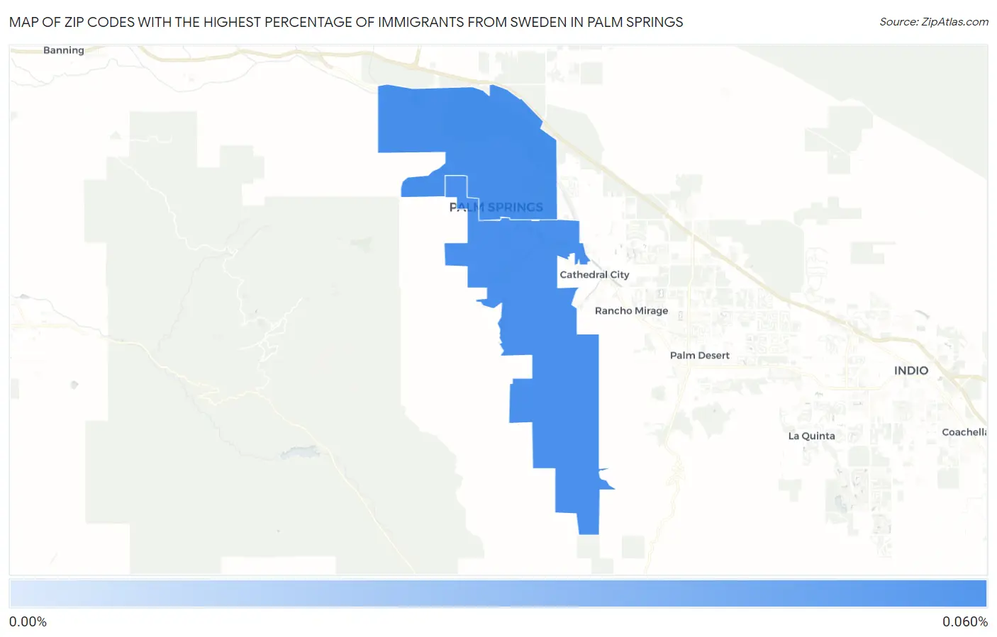 Zip Codes with the Highest Percentage of Immigrants from Sweden in Palm Springs Map