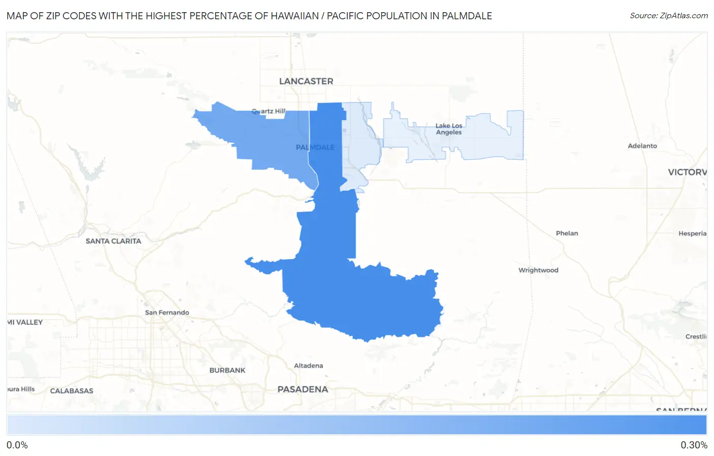 Zip Codes with the Highest Percentage of Hawaiian / Pacific Population in Palmdale Map