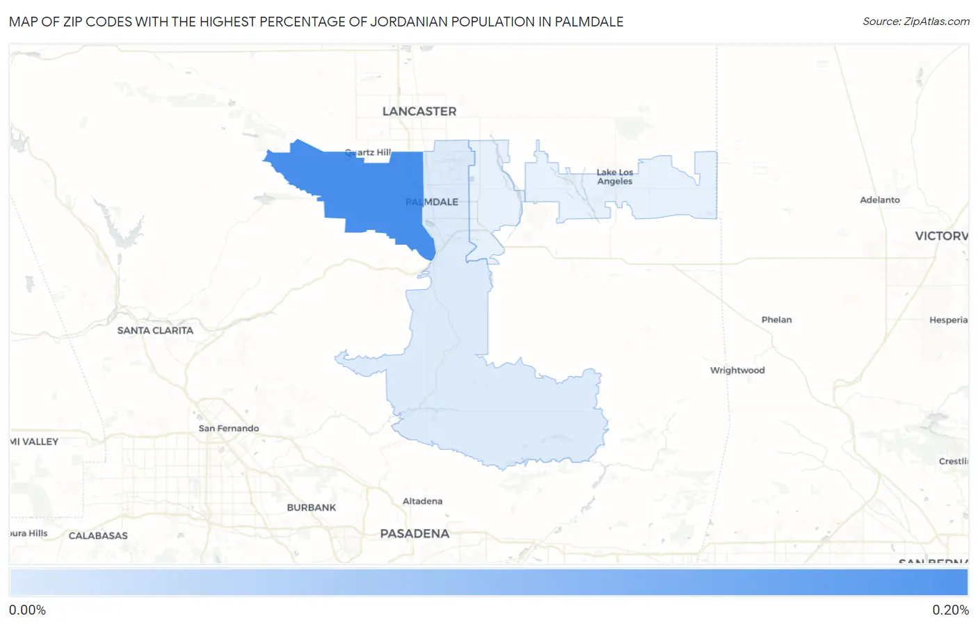Zip Codes with the Highest Percentage of Jordanian Population in Palmdale Map