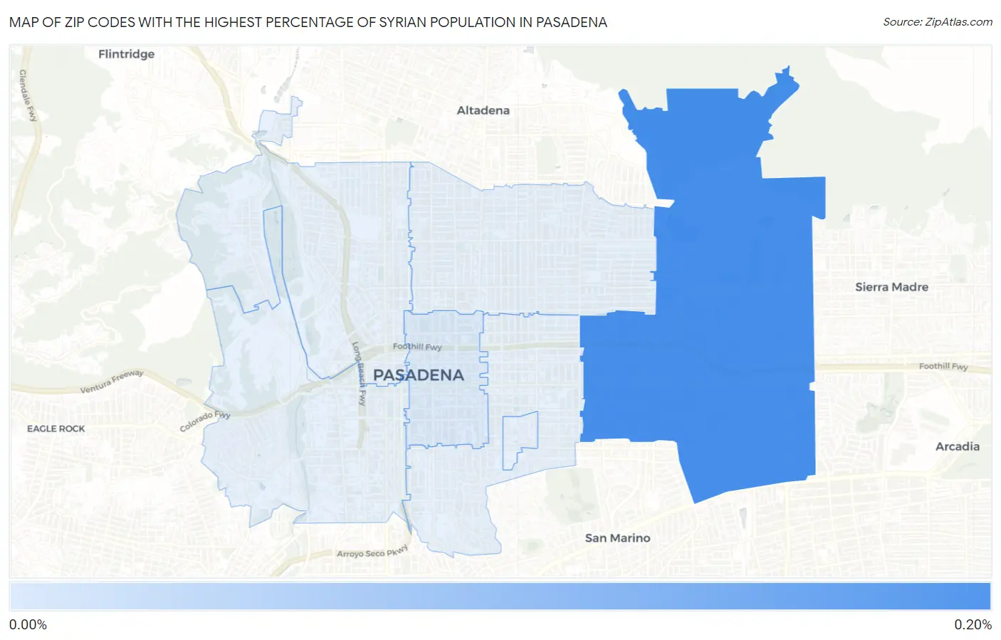 Zip Codes with the Highest Percentage of Syrian Population in Pasadena Map