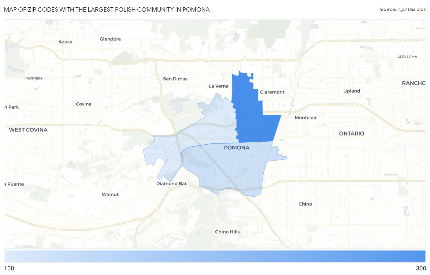 Zip Codes with the Largest Polish Community in Pomona Map