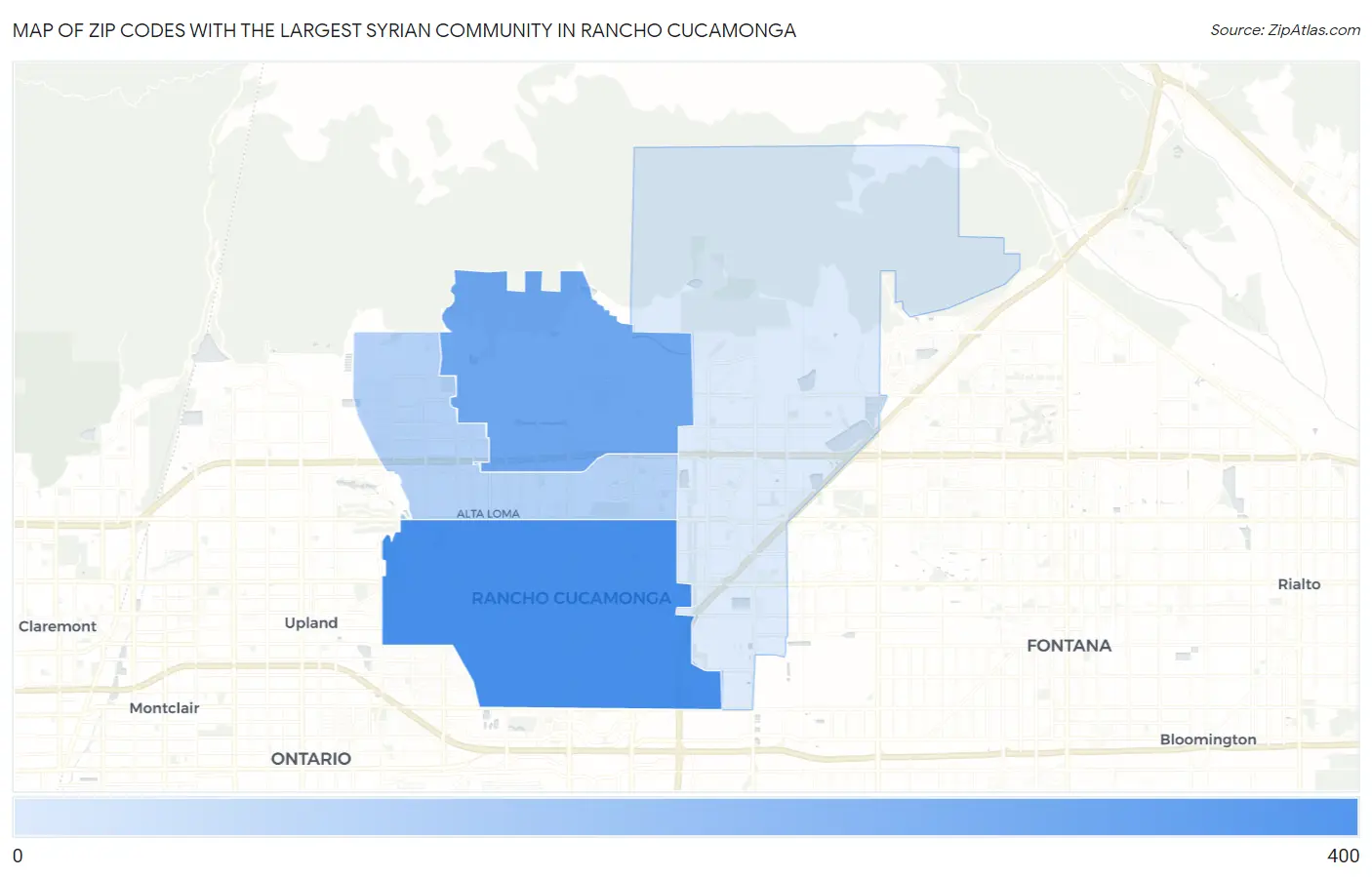 Zip Codes with the Largest Syrian Community in Rancho Cucamonga Map