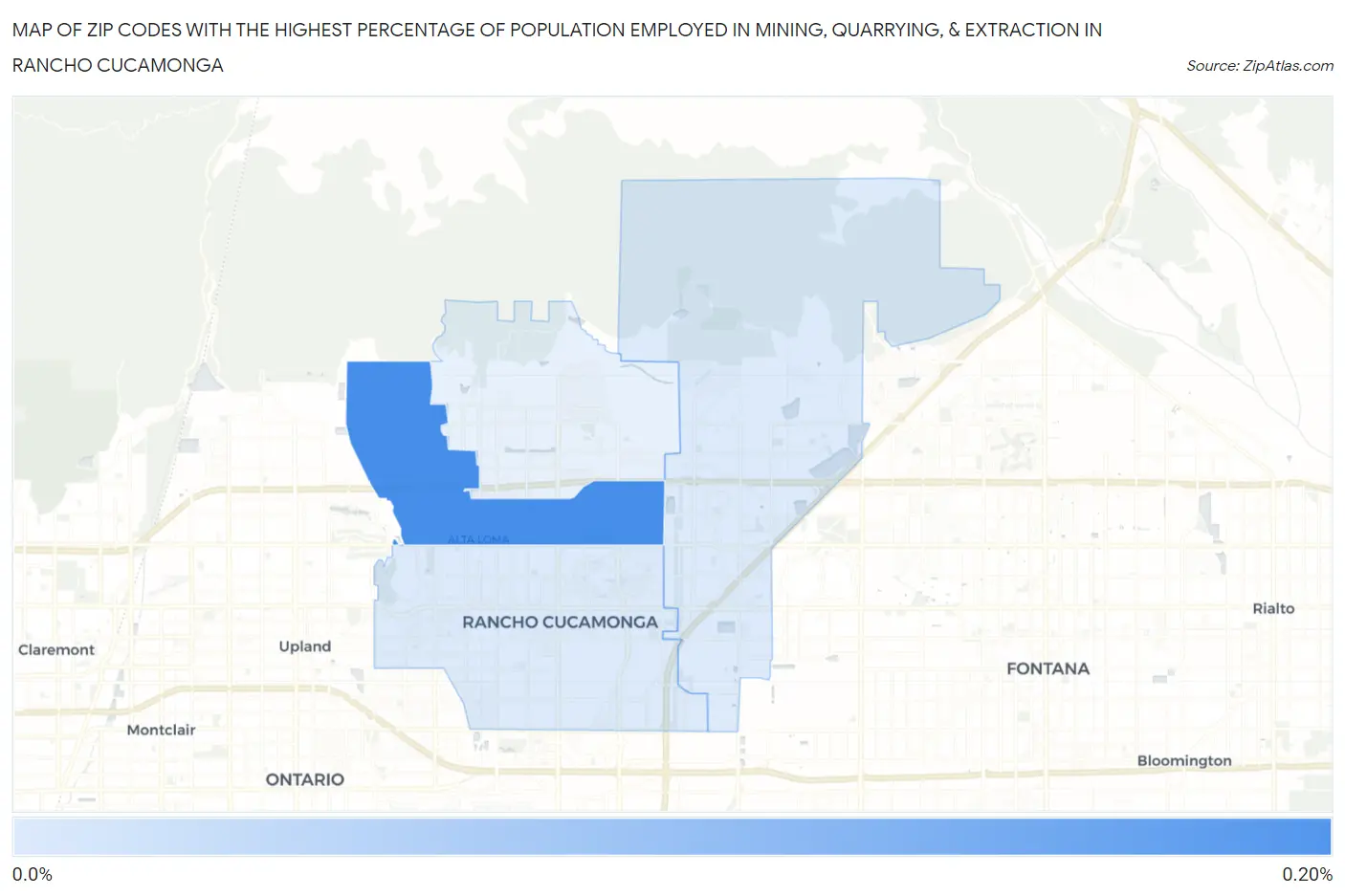 Zip Codes with the Highest Percentage of Population Employed in Mining, Quarrying, & Extraction in Rancho Cucamonga Map
