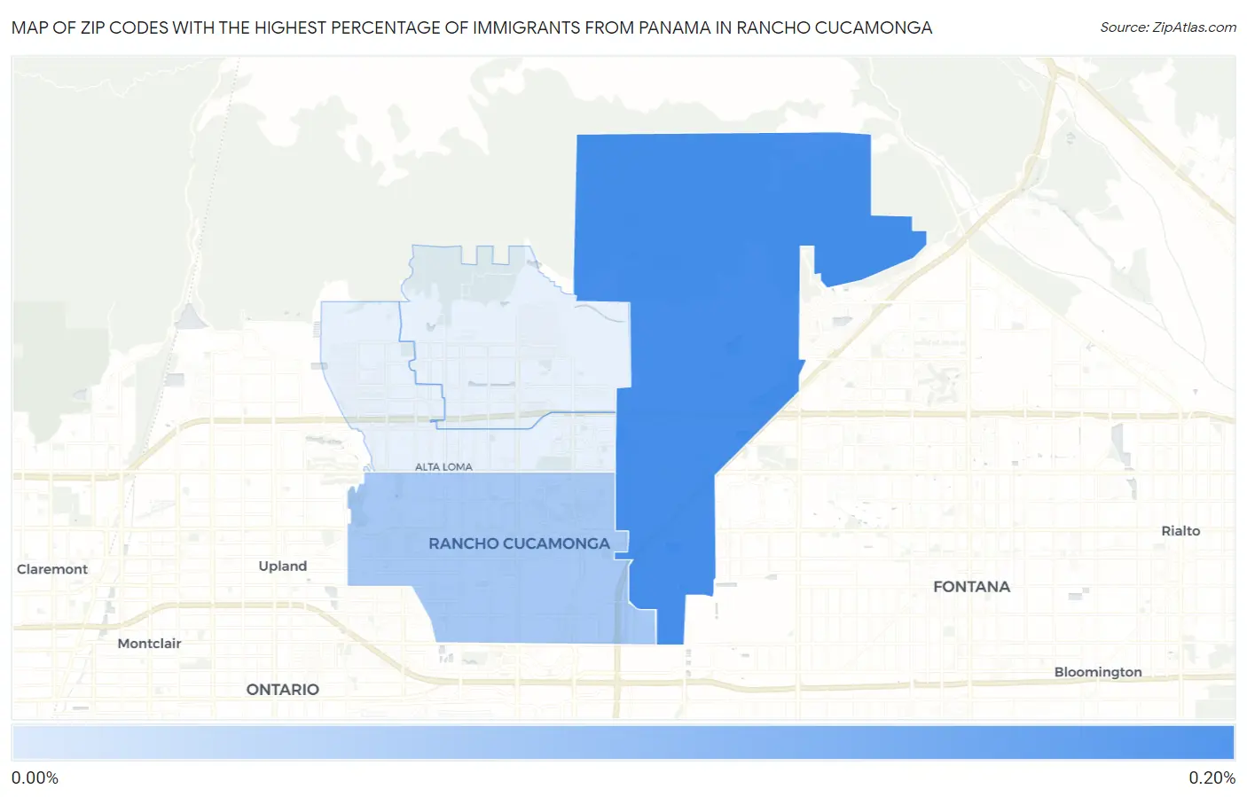 Zip Codes with the Highest Percentage of Immigrants from Panama in Rancho Cucamonga Map