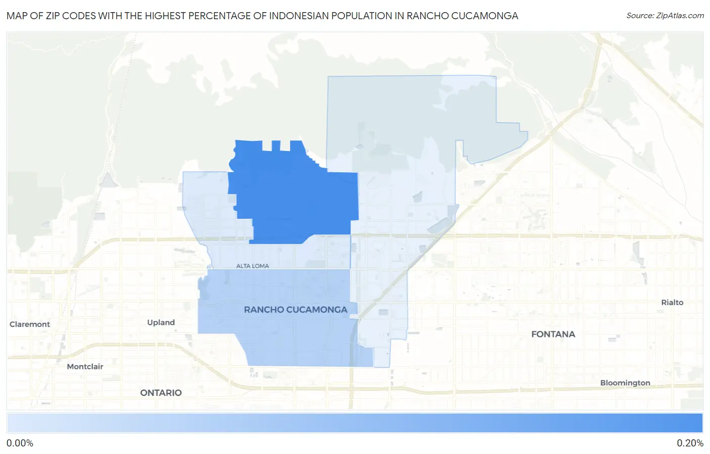 Zip Codes with the Highest Percentage of Indonesian Population in Rancho Cucamonga Map