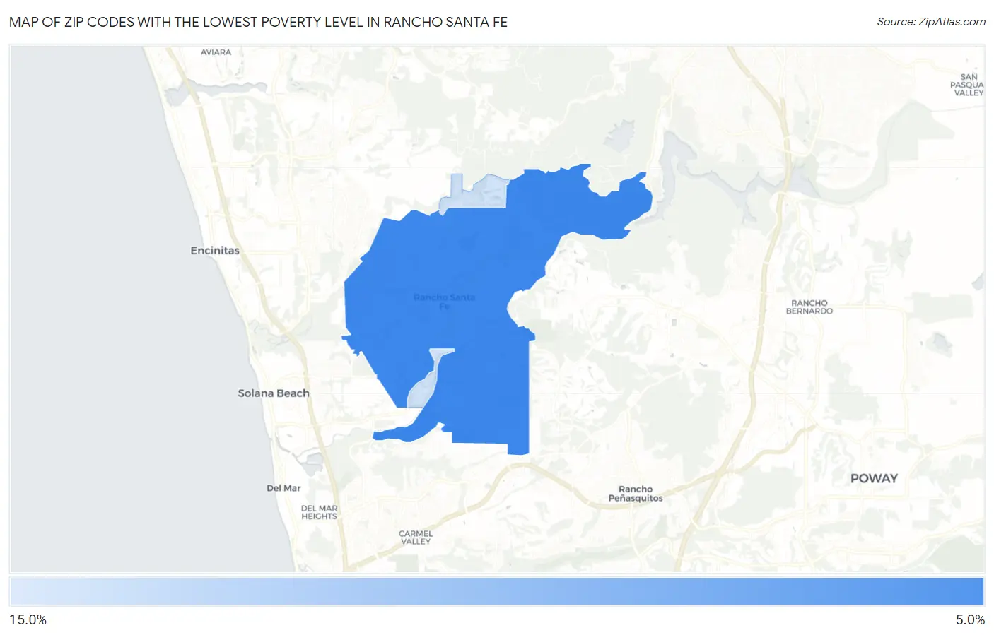 Zip Codes with the Lowest Poverty Level in Rancho Santa Fe Map