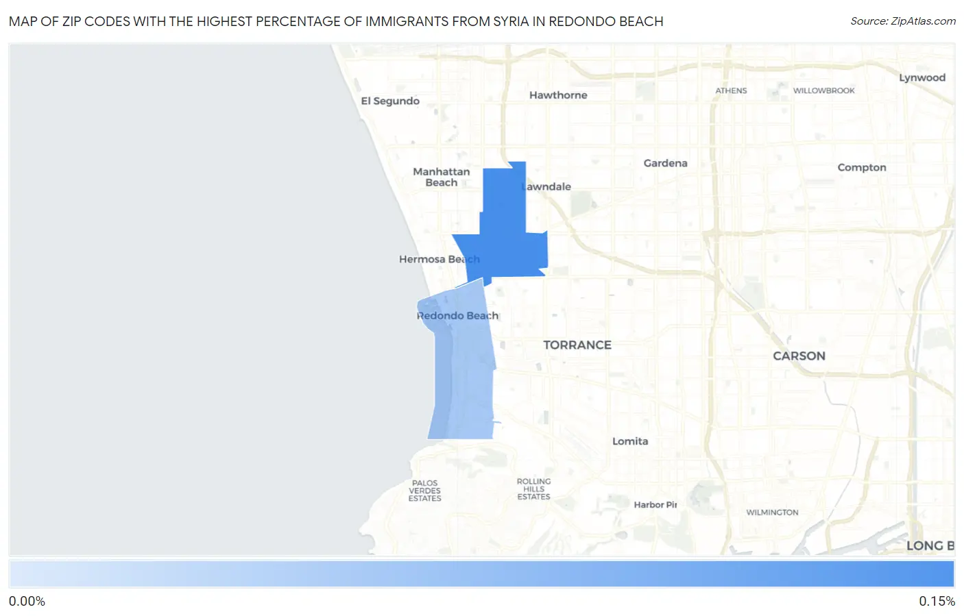 Zip Codes with the Highest Percentage of Immigrants from Syria in Redondo Beach Map