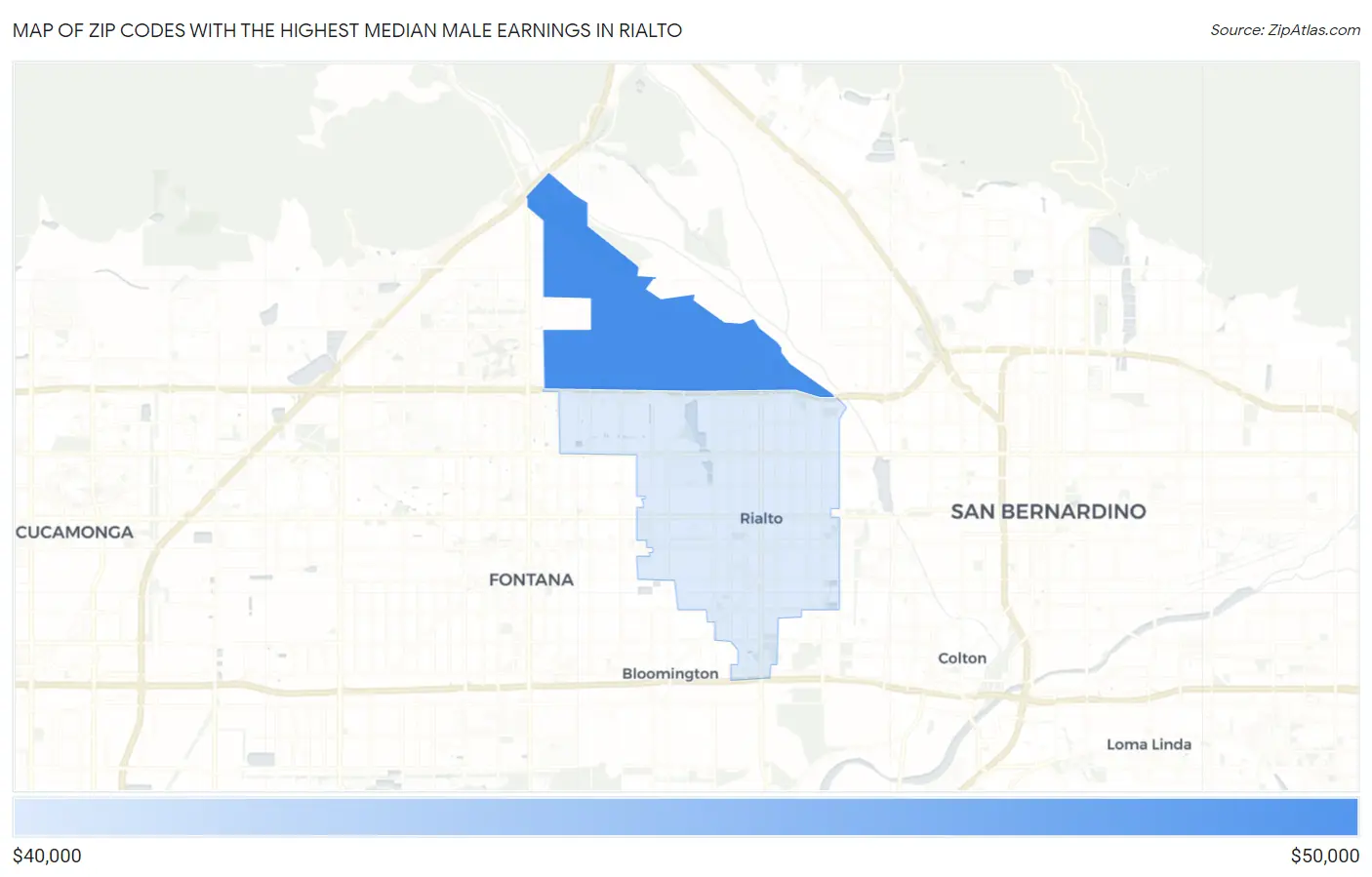 Zip Codes with the Highest Median Male Earnings in Rialto Map