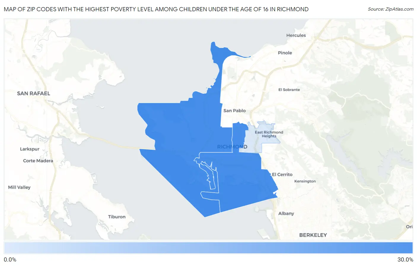 Zip Codes with the Highest Poverty Level Among Children Under the Age of 16 in Richmond Map